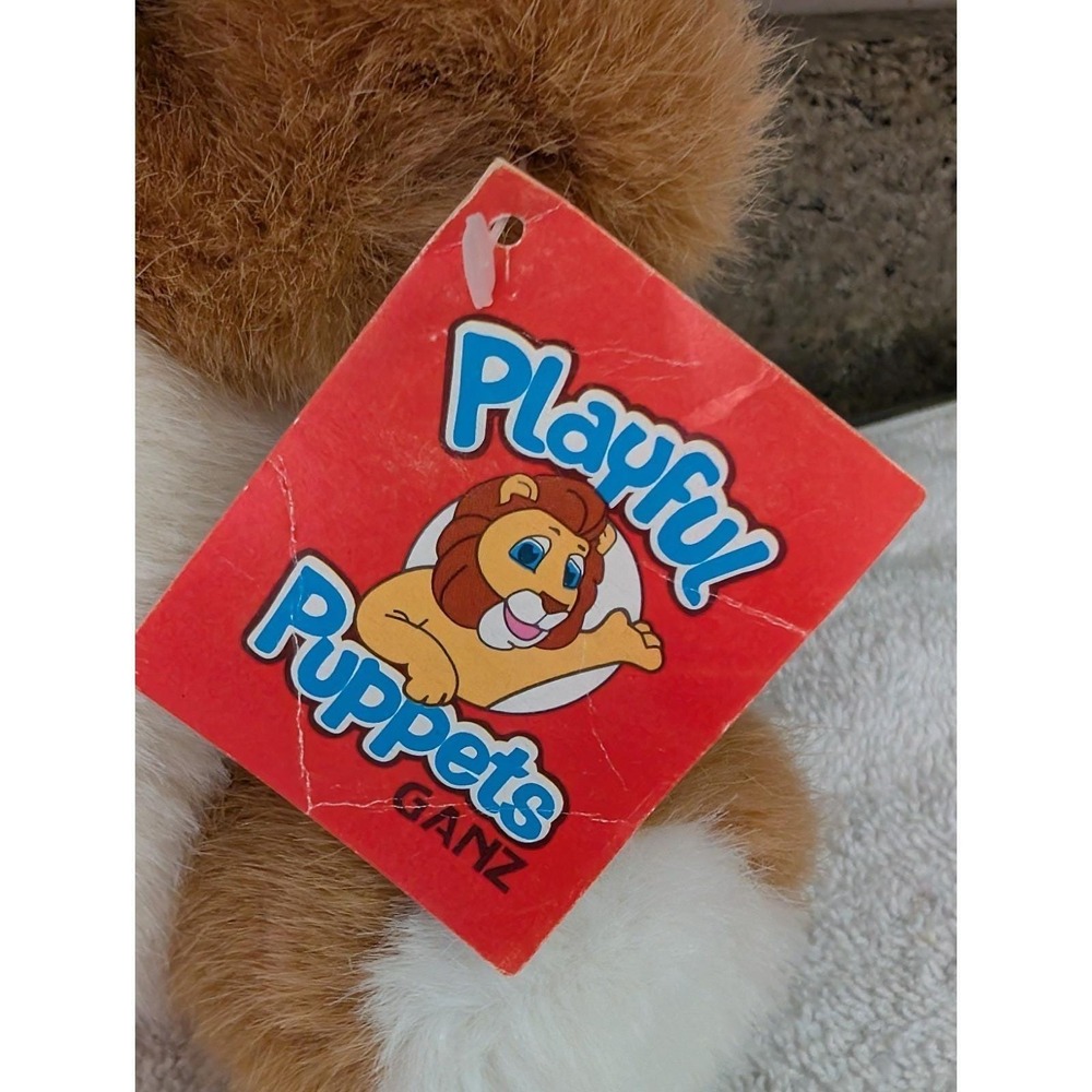 Vintage Ganz Playful Puppets Brown White Doodles Black Patch Eye Plush Rare 1997 - Picture 9 of 16